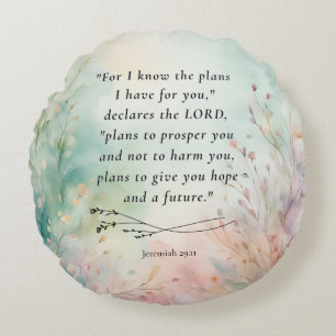 Jeremiah 29:11 Bible Verse Image Round Cushion