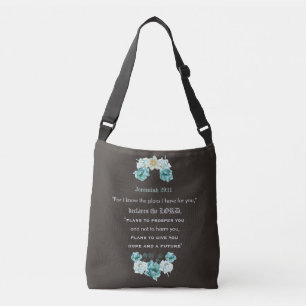 Jeremiah 29:11 Black, Blue, and White Crossbody Bag