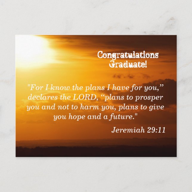 Jeremiah 29:11 Congratulations Graduate Postcard (Front)