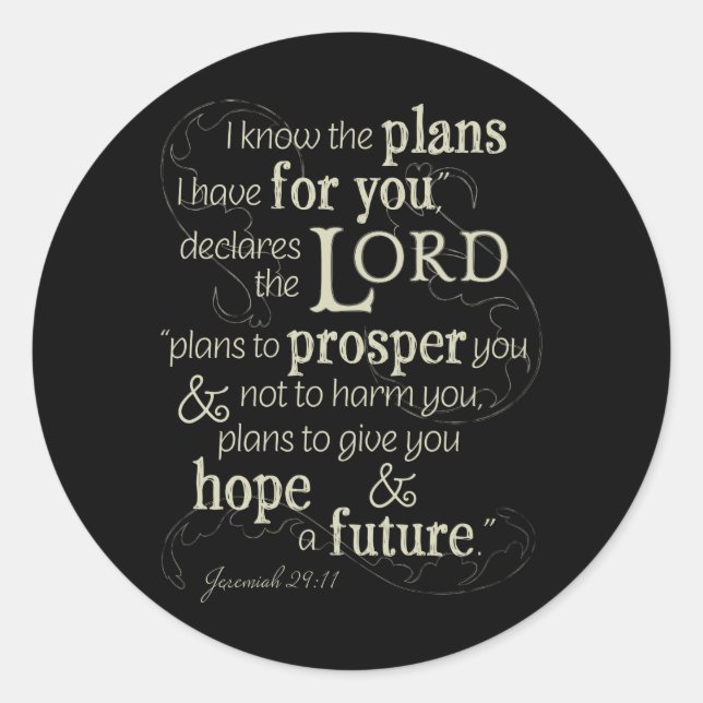 Jeremiah 29:11 Encouraging Bible Verse Classic Round Sticker (Front)