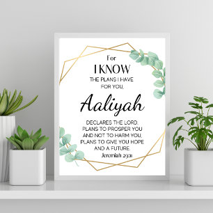 Jeremiah 29:11 Eucalyptus Personalise Poster