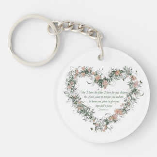 Jeremiah 29:11 Floral Heart Key Ring