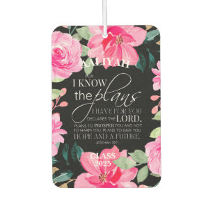 Jeremiah 29:11 Floral Personalise Tassel Topper Car Air Freshener