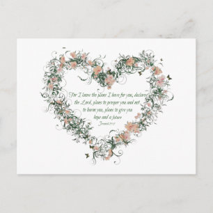 Jeremiah 29:11 Flower Heart Postcard