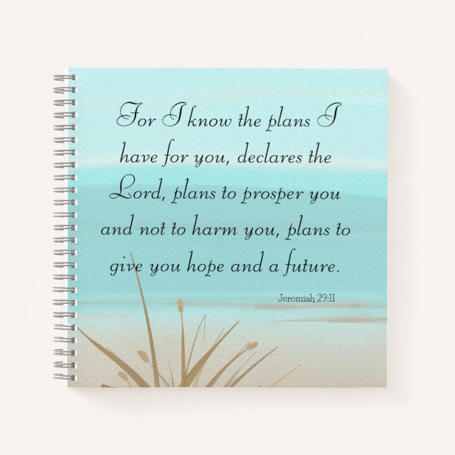 Jeremiah 29:11 - For I know the Plans Aqua Beach Notebook (Front)