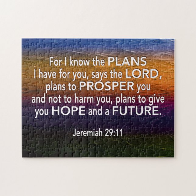 Jeremiah 29:11 FOR I KNOW THE PLANS Christian Jigsaw Puzzle (Horizontal)