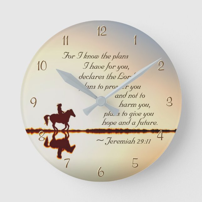 Jeremiah 29:11 For I know the plans I have for you Round Clock (Front)