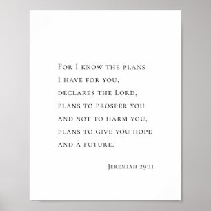 Jeremiah 29:11 For I know the plans Poster