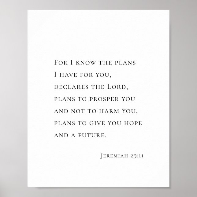 Jeremiah 29:11 For I know the plans Poster (Front)