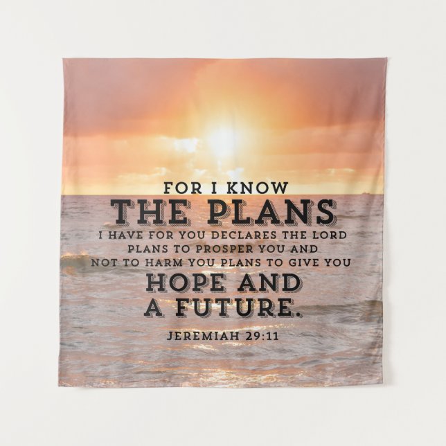 Jeremiah 29:11 For I know the Plans Sunrise Tapestry (Front)