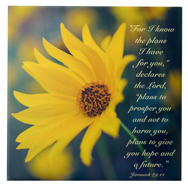 Jeremiah 29:11 For I know the plans, Wildflower Ceramic Tile (Front)