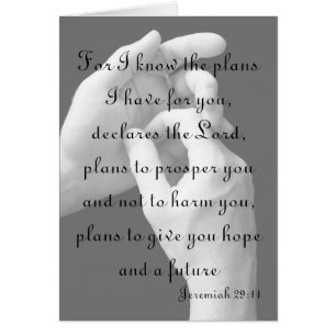 Jeremiah 29:11 Hands with Crucifix Card