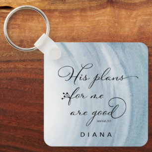 Jeremiah 29:11 His plans for me are good Blue Key Ring