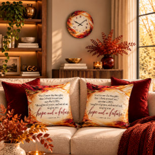 Jeremiah 29:11 Hope and a Future Maroon Back Throw Cushion
