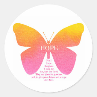 Jeremiah 29:11 Hope Butterfly Round Sticker