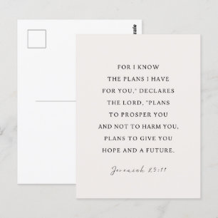 Jeremiah 29:11 I know the plans I have for you Postcard
