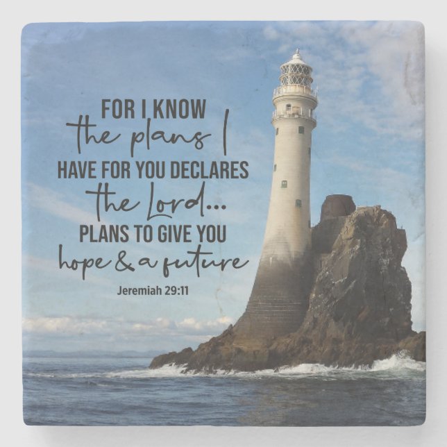 Jeremiah 29:11 I know the plans I have for you  Stone Coaster (Front)