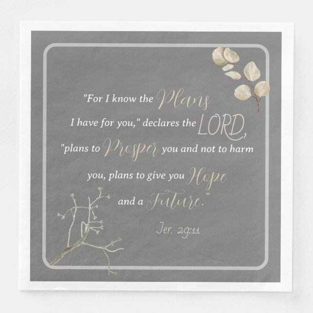 Jeremiah 29:11 Inspirational Bible Verse Napkin (Front)