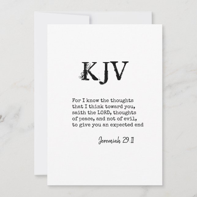 Jeremiah 29:11 KJV Bible Quote - Can Be Customised (Front)