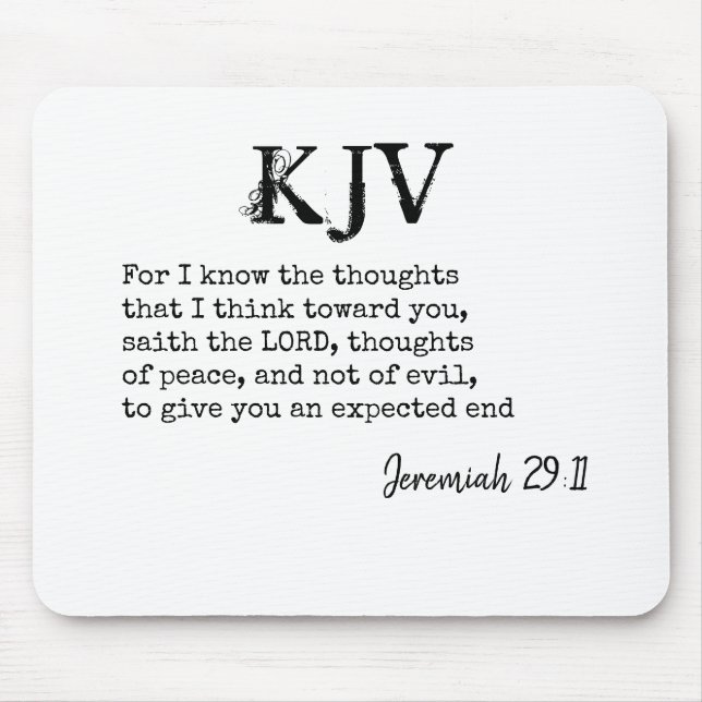 Jeremiah 29:11 KJV Bible Quote - Can Be Customised Mouse Pad (Front)