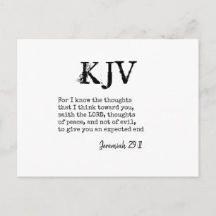 Jeremiah 29:11 KJV Bible Quote - Can Be Customised Postcard