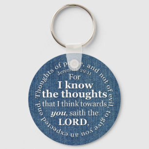Jeremiah 29:11 KJV Denim Bible Verse Quote Key Ring