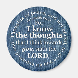 Jeremiah 29:11 KJV Denim Bible Verse Quote Magnet
