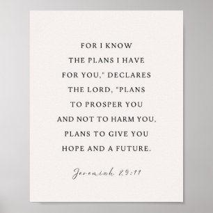 Jeremiah 29:11 NIV For I know the plans Poster