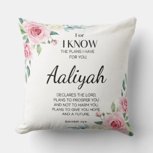 Jeremiah 29:11 Pink Rose Personalise Cushion