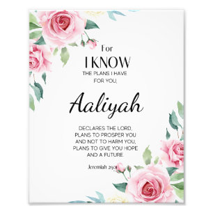 Jeremiah 29:11 Pink Rose Personalise Photo Print