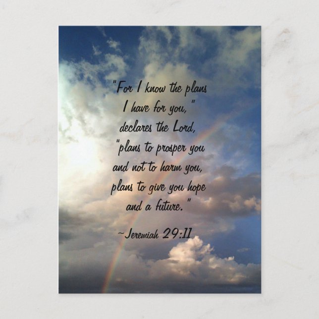 Jeremiah 29:11 Rainbow Postcard (Front)