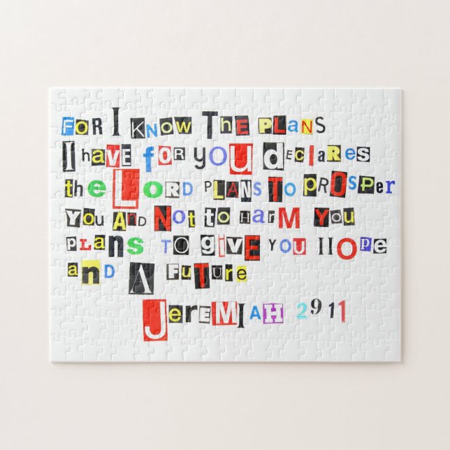 Jeremiah 29:11 Ransom Note Style Jigsaw Puzzle (Horizontal)