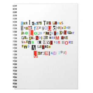 Jeremiah 29:11 Ransom Note Style Notebook