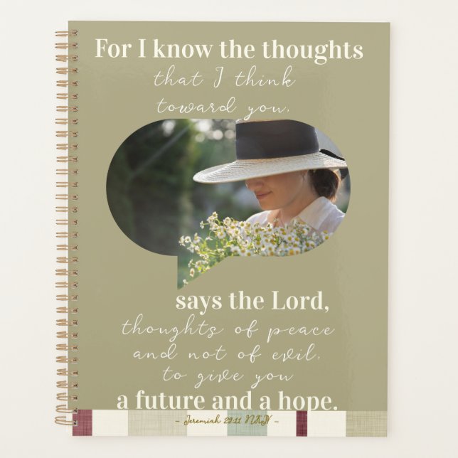 Jeremiah 29:11 Sage Green Plaid Personal Planner  (Front)