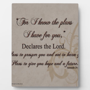 Jeremiah 29:11 Scripture Gift Plaque