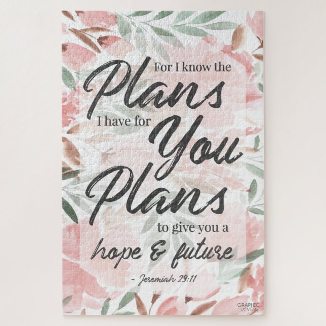 Jeremiah 29:11 Scripture: GraphicLoveShop Jigsaw Puzzle (Vertical)