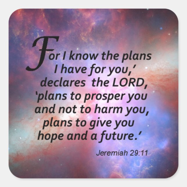 Jeremiah 29:11 square sticker (Front)