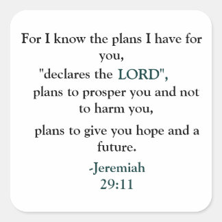 Jeremiah 29:11 square sticker