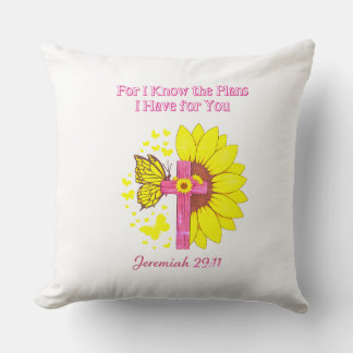 Jeremiah 29:11 Sunflower Cross Christian Faith T‑S Cushion