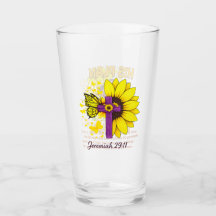 Jeremiah 29:11 Sunflower Cross Glass Tumbler 