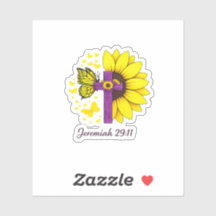 Jeremiah 29:11 Sunflower Cross Sticker – Christian