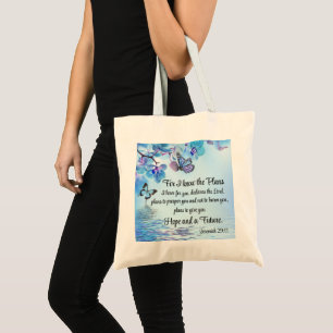 Jeremiah 29:11 Tropical Orchids Butterfly Bible Tote Bag