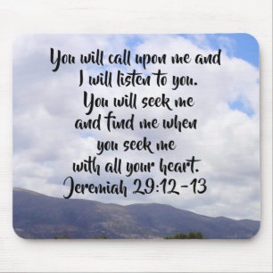 Jeremiah 29:12-13 Bible Verse On Clouds Mouse Pad