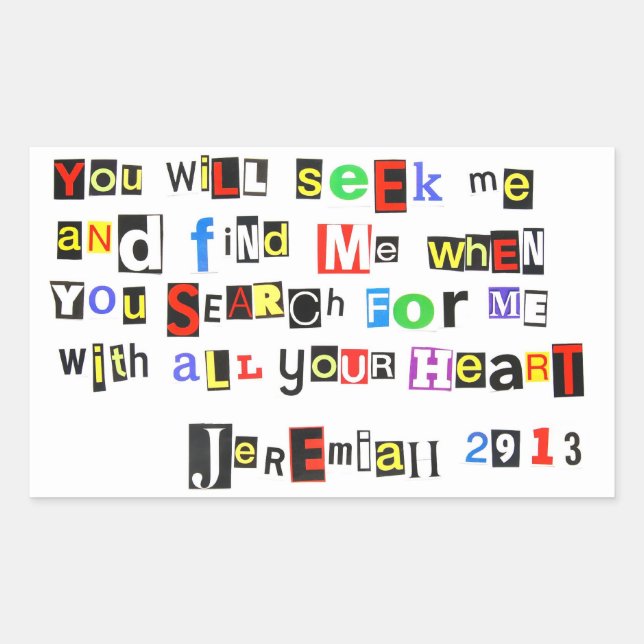 Jeremiah 29:13 rectangular sticker (Front)