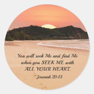 Jeremiah 29:13 Seek Me with All Your Heart Bible Classic Round Sticker