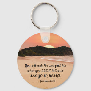 Jeremiah 29:13 Seek Me with All Your Heart Bible Key Ring