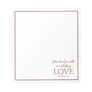 Jeremiah 31:3 Elegant Deep Red Bible Verse Notepad