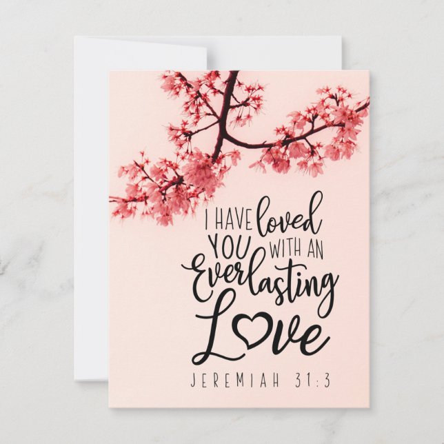 Jeremiah 31:3 I Have Loved You Bible Verse Flat Card (Front)
