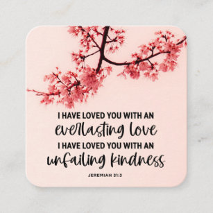 Jeremiah 31:3 I Have Loved You Bible Verse Square Business Card