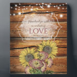 Jeremiah 31:3 Rustic Wood Bible Floral Bible Verse Plaque<br><div class="desc">Celebrate your faith with this inspirational plaque featuring the verse from Jeremiah 31:3,  I have loved you with an everlasting love. This design features a rustic background with sunflowers and string lights.</div>